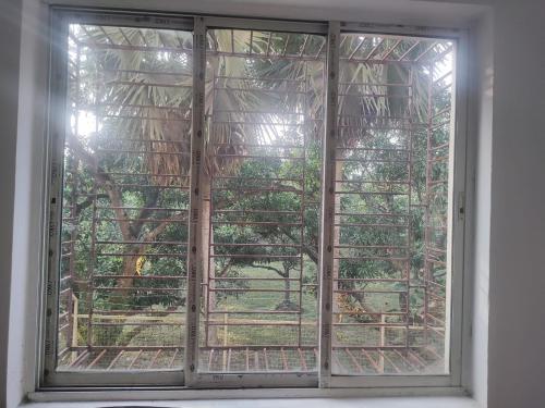 an open window with a view of a tree at Stay Place in kolkata