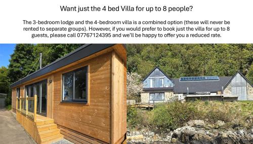 ein Beitrag mit einem Bild eines winzigen Hauses in der Unterkunft Fyne Edge - A Luxurious Lochside Haven in Minard