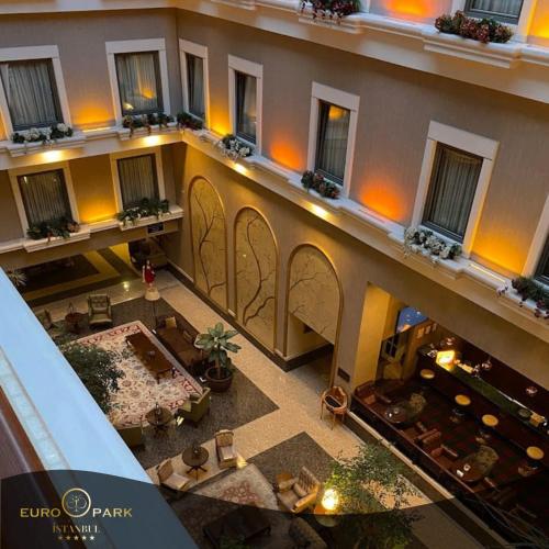 an overhead view of a building with a courtyard at Euro Park Otel in Istanbul