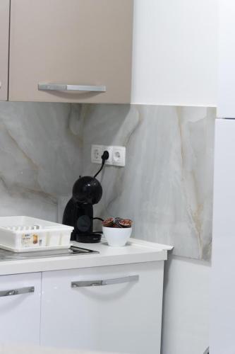 a kitchen with a counter with a tea pot on it at Villa Mime in Krilo