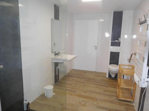 een badkamer met een wastafel en een toilet bij Les jardins de recourt in Récourt