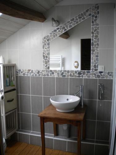 a bathroom with a sink and a mirror at Le routoir in Fayl-Billot