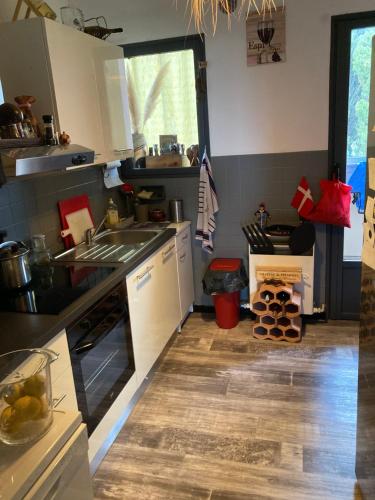 Η κουζίνα ή μικρή κουζίνα στο Les Palmiers Très beau T2 vue mer 2mn de la plage150m