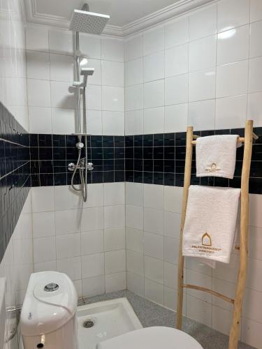 ein Badezimmer mit einem WC und einem Handtuchhalter in der Unterkunft Palais Taroudant in Taroudant