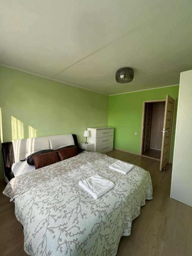 Ένα ή περισσότερα κρεβάτια σε δωμάτιο στο ROŽĖS BUTAS Apartment