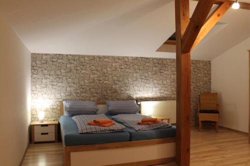 Postel nebo postele na pokoji v ubytování Villa Landidyll mit wunderschönem-seperatem Wellnessbereich