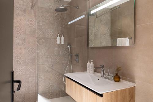 尼姆普利伽罗弗里酒店的带水槽和淋浴的浴室