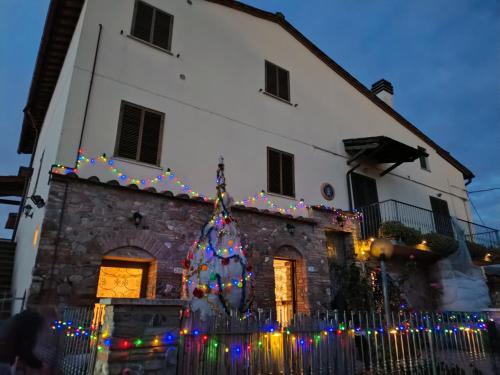 a building with a christmas tree in front of it at ReginaSerena in Certaldo