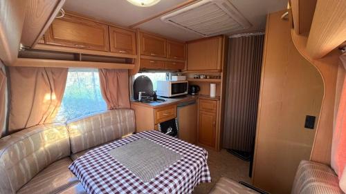 Η κουζίνα ή μικρή κουζίνα στο Трейлер з чаном в Загороді біля Львова