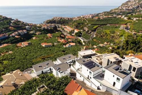 an aerial view of houses and the ocean at Villa Fenix II by Madeira Dream Stays in Câmara de Lobos