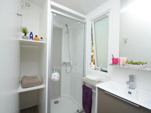Ванная комната в Mobil-home 29m² avec terrasse et salon de jardin à Hyères - API-1-52-1118