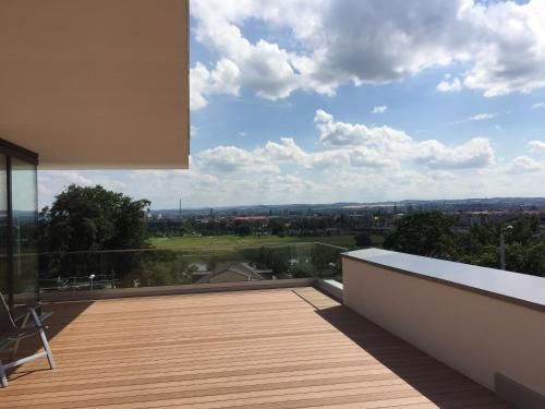 a view from the balcony of a house at Wohnung mit Weitblick in Dresden