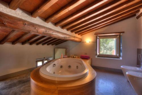 Agriturismo La Fenice في كاستيجليون فيورنتينو: حمام كبير مع حوض استحمام ومغسلة