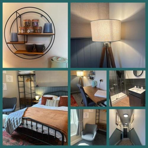 a collage of pictures of a bedroom and a room at The Briery in Workington