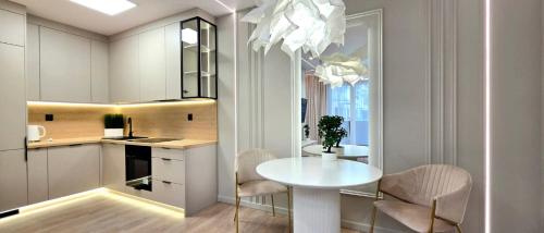 Η κουζίνα ή μικρή κουζίνα στο Apartamenty Kościuszki Winda Klimatyzacja