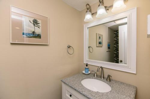 a bathroom with a sink and a mirror at 493 Egrets Pointe - Dove's Nest in Edisto Island