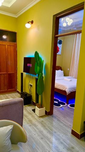 Ένα ή περισσότερα κρεβάτια σε δωμάτιο στο Bleezy Appartment