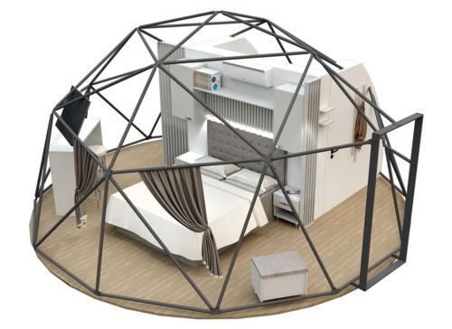 a model of a dome house with a refrigerator at Sutjeska Glamping Domes in Tjentište