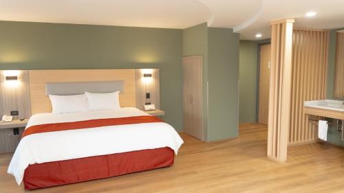 a bedroom with a large bed in a room at Econo Express Metepec in Toluca