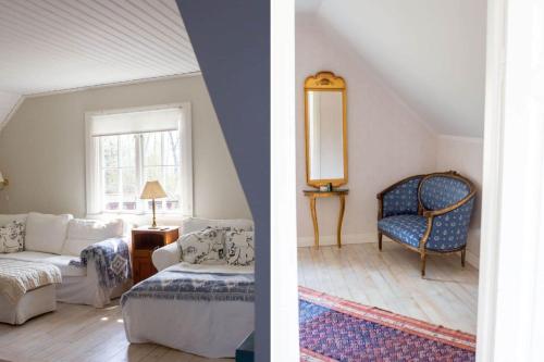 a living room with a couch and a chair at STO754-Graeddoe-Maroe-1 in Gräsken