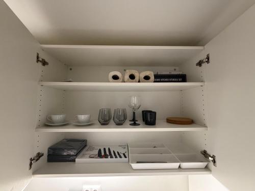 Kuchyň nebo kuchyňský kout v ubytování Munich Apartments