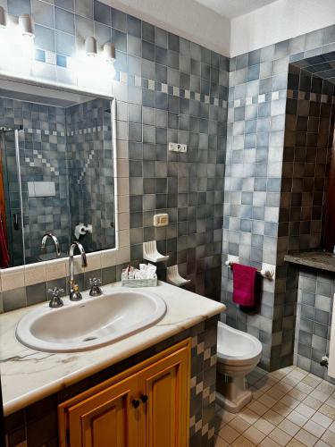 a bathroom with a sink and a toilet at Appartamento Kira in Porrona