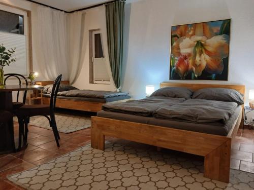 Postel nebo postele na pokoji v ubytování Blue apartment