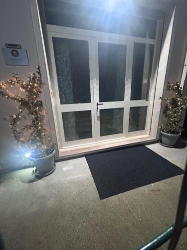 a door with two potted plants in front of it at WonderHouse casa vacanze in Boiano