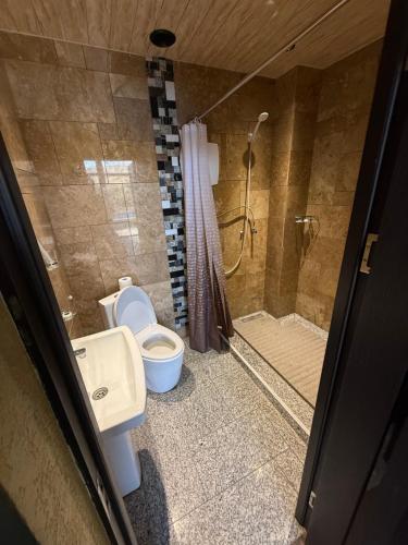 un bagno con doccia, WC e lavandino di LusakertHouse a Nor Gyugh