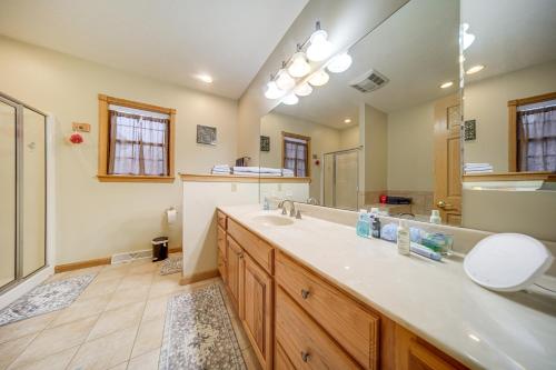 a bathroom with a sink and a mirror at Family and Pet Friendly! 7-Acre Escape in Jefferson in Jefferson
