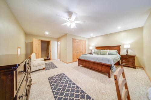 a bedroom with a bed and a ceiling fan at Family and Pet Friendly! 7-Acre Escape in Jefferson in Jefferson