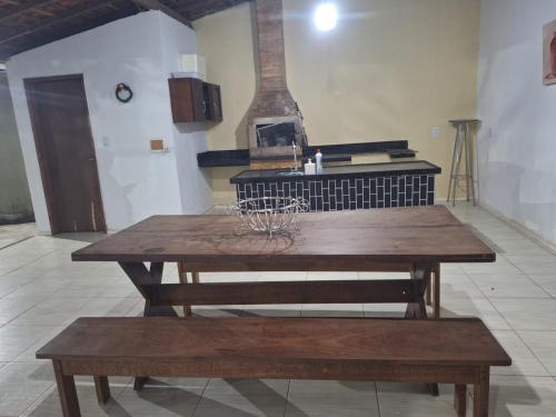 Nhà bếp/bếp nhỏ tại Casa de Temporada Reluz