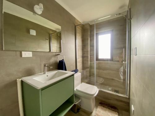 a bathroom with a sink and a toilet and a shower at Wifi, Parking, AC, Bien equipado, 5 min del centro y todo cerca in Osorno
