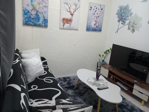 Μια τηλεόραση ή/και κέντρο ψυχαγωγίας στο Santa Cosy villa private unit A - 2BR Apt Fast Wi-Fi, Netflix included hot showers