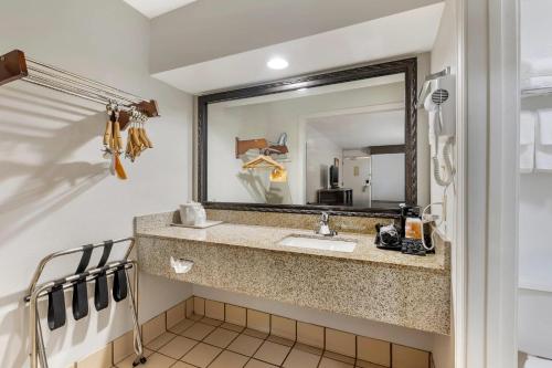 a bathroom with a sink and a mirror at Quality Inn & Suites Easley - Greenville in Easley