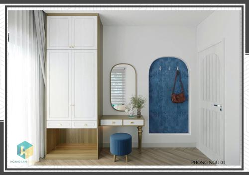 a room with a dressing table and a mirror at Villa Malibu Tropicana , Nova Hồ Tràm in Ấp Thanh Bình