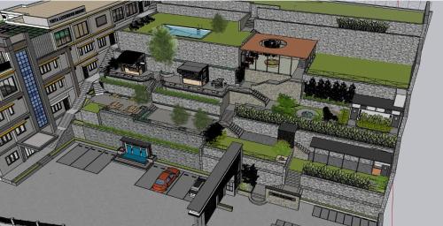 a rendering of a building with a garden on it at Vista Luxurious Resort and Funpark in Dharān Bāzār