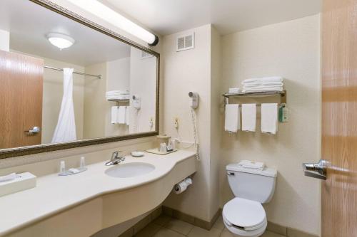 ein Badezimmer mit Waschbecken, Toilette und Spiegel in der Unterkunft Quality Inn & Suites Bel Air I-95 Exit 77A in Bel Air