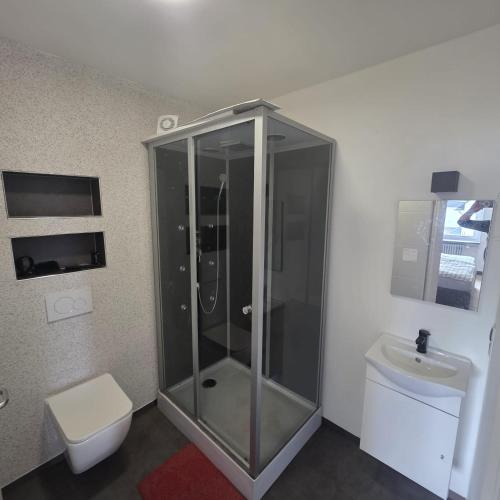 Koupelna v ubytování Pension Wolke-7