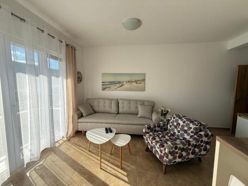 a living room with a couch and a table at BlueCoast Apartment in Herceg-Novi