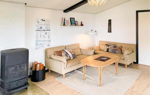 a living room with a couch and a wood stove at Gorgeous Home In Assens With Wifi in Assens