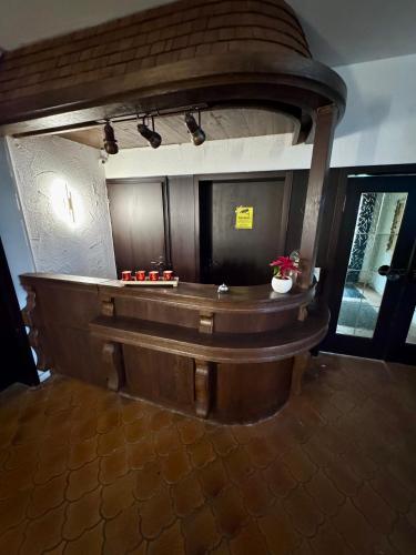 an empty bar in a room with at Bed & Breakfast Schäfer in Enzklösterle