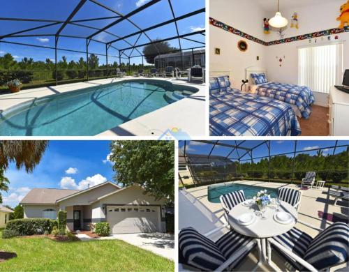 a collage of photos with a pool and a house at Rise & Shine! in Orlando
