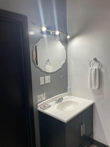 a bathroom with a sink and a mirror at Hotel Plaza Berrendo in Campo Menohita 307