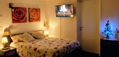 Ένα ή περισσότερα κρεβάτια σε δωμάτιο στο Monolocale zona del prosecco