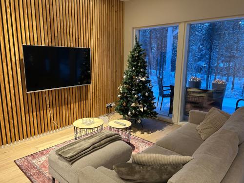 Μια τηλεόραση ή/και κέντρο ψυχαγωγίας στο Villa Kataja with winter forest landscape and wi-fi