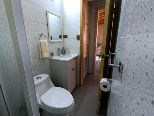 Koupelna v ubytování Cabañas Raco