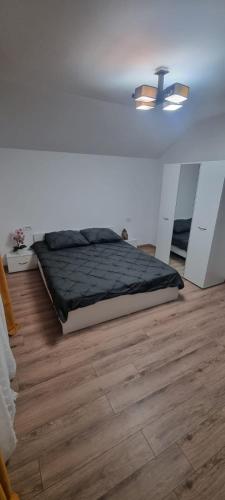 a bedroom with a bed and a ceiling fan at Casa CDC in Şimnicu de Sus