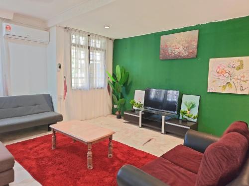 Χώρος καθιστικού στο Saradise Staycation