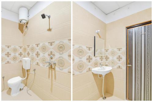 Phòng tắm tại Chaitanya Vihar, Meraden NV Residency near Prem Temple and Bankey Bihari Temple and Premanand Maharaj - Free Wi-Fi -Parking and Restaurant Facilities - Fully Air conditioning Luxuary Room